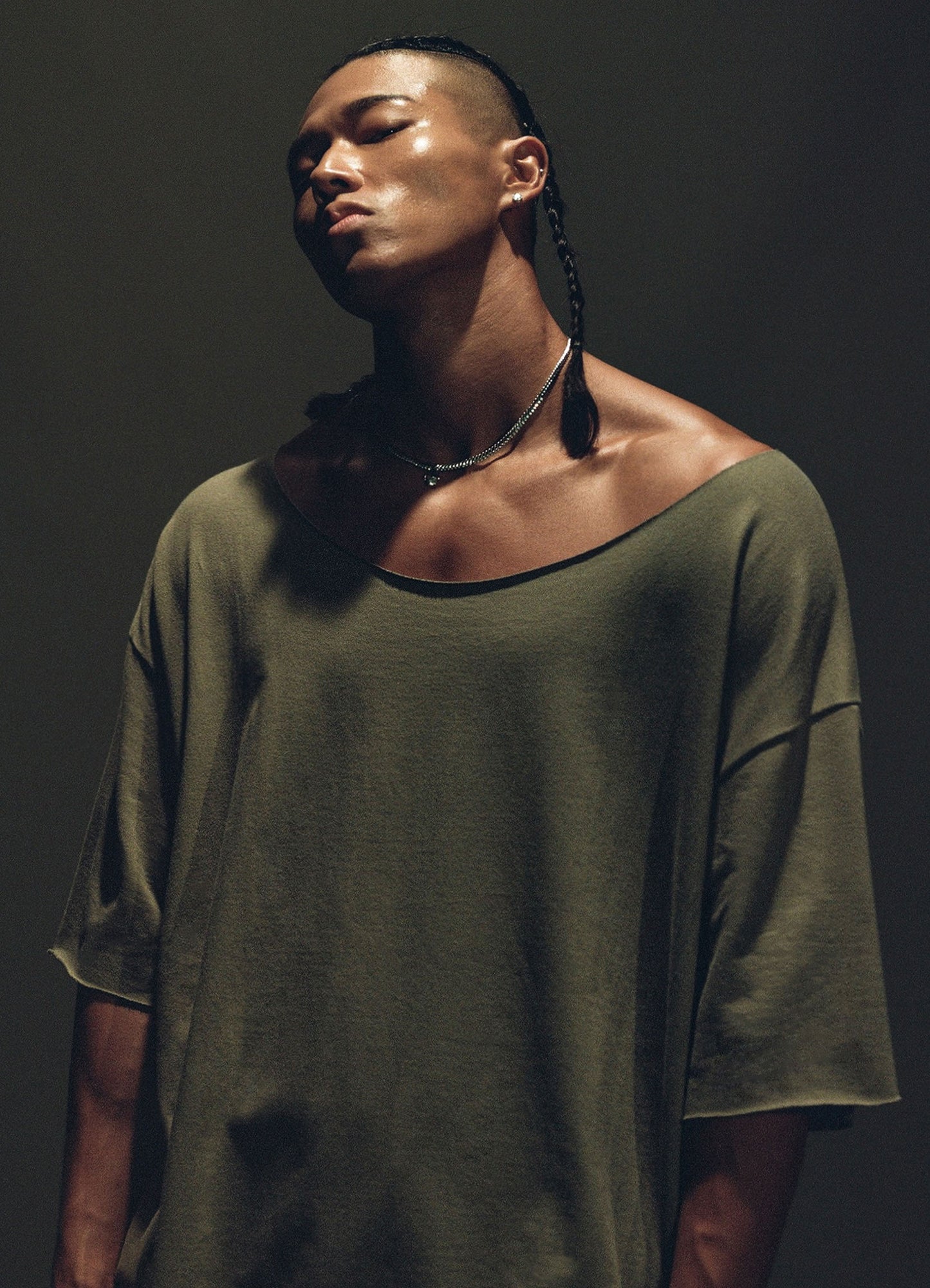 Muscle  Cutting  T-shirt Khaki
