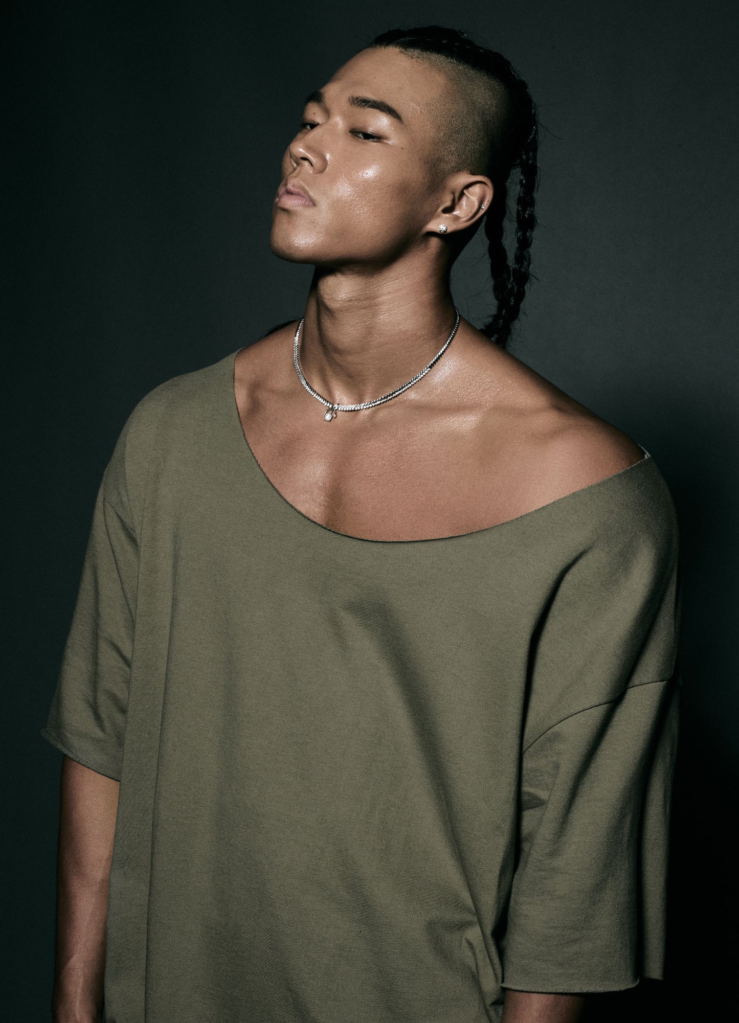Muscle  Cutting  T-shirt Khaki