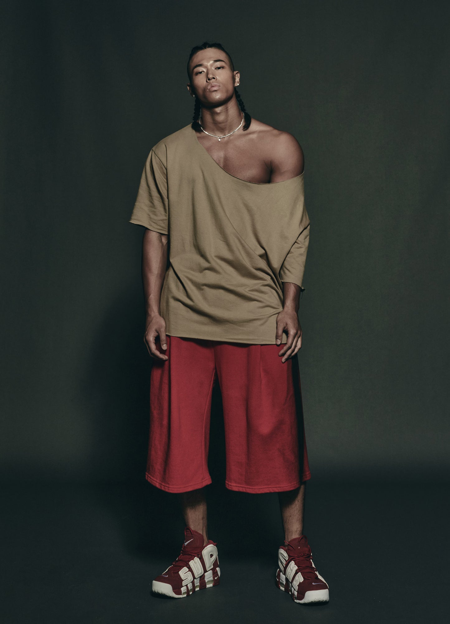 Muscle  Cutting  T-shirt Beige